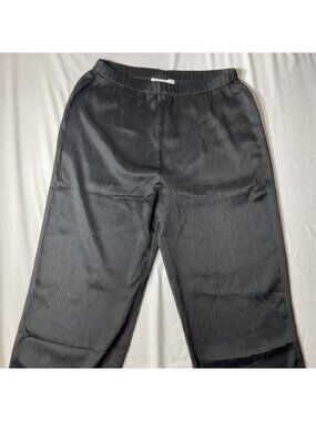 Calvin Klein Womens Black Pleated Satin Lounge Pants X-Large Elastic Waist